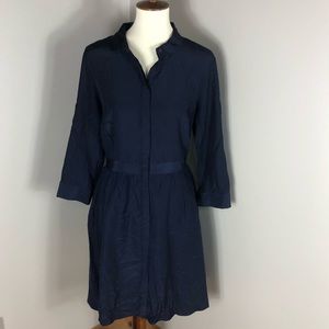 Large Button Up Navy Blue Shirt Dress